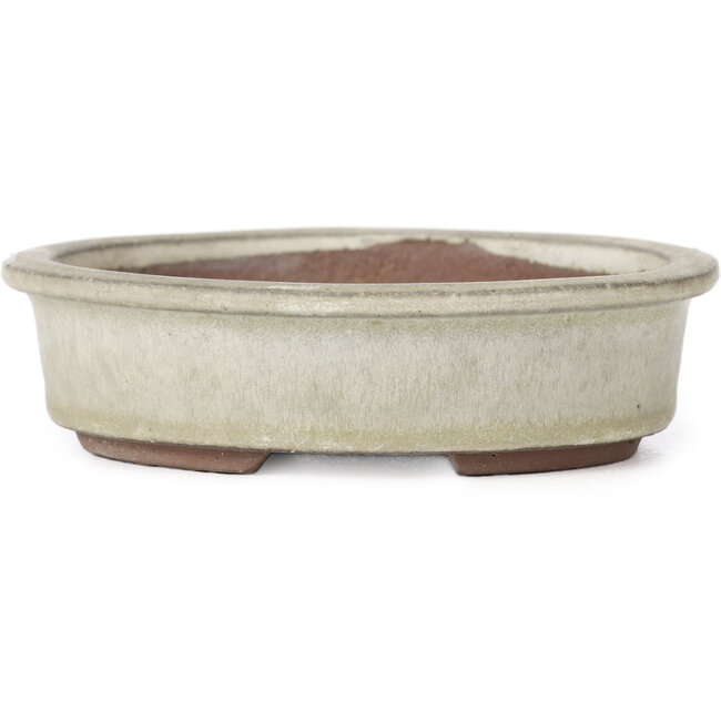 Pot à bonsaï ovale gris beige par Yozan - 120 x 100 x 34 mm