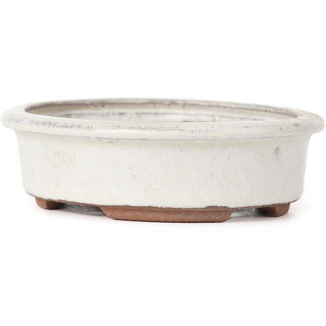 Pot à bonsaï blanc ovale par Yozan - 123 x 103 x 35 mm