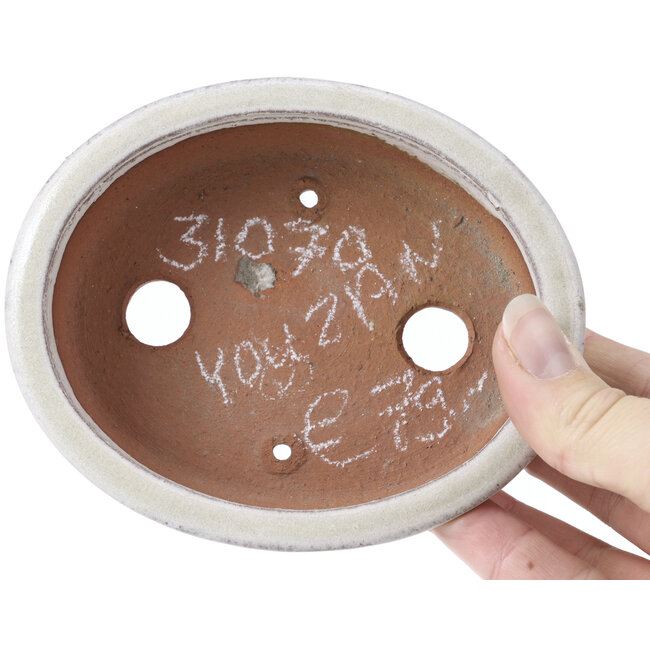 Pot à bonsaï blanc ovale par Yozan - 123 x 103 x 35 mm