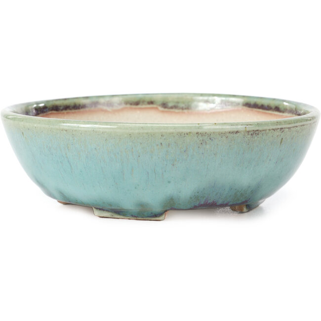 Runde blaue Bonsaischale von Koyou - 152 x 152 x 51 mm