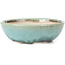 Round blue bonsai pot by Koyou - 152 x 152 x 51 mm