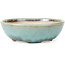 Round blue bonsai pot by Koyou - 152 x 152 x 51 mm