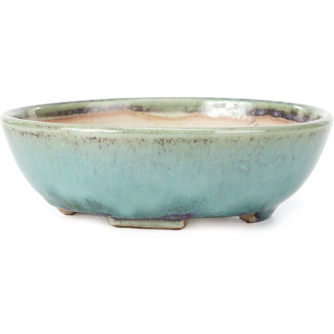 Maceta de bonsái redonda azul de Koyou - 152 x 152 x 51 mm