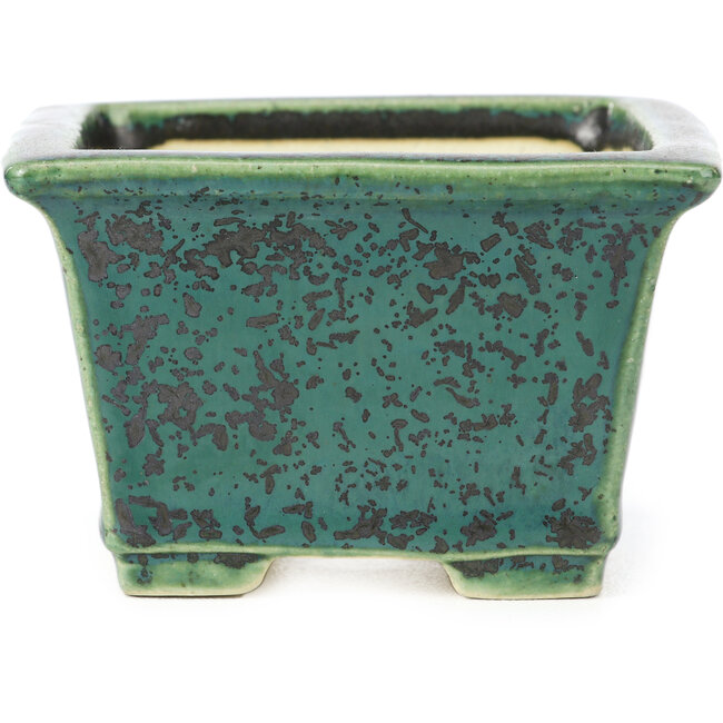 Square green bonsai pot by Koyou - 94 x 94 x 61 mm