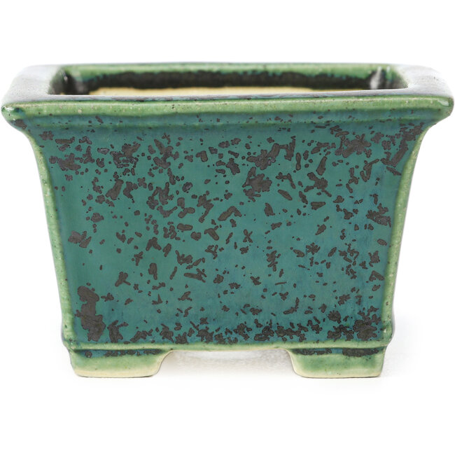 Square green bonsai pot by Koyou - 94 x 94 x 61 mm