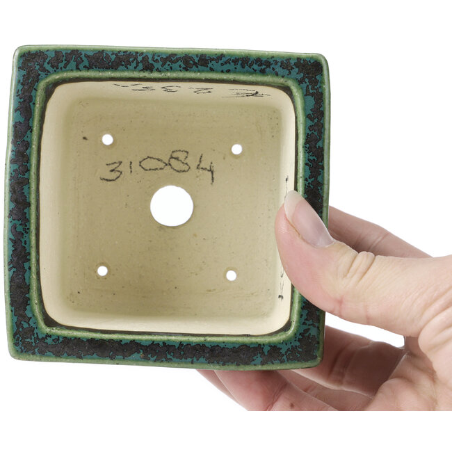 Pot à bonsaï carré vert par Koyou - 94 x 94 x 61 mm