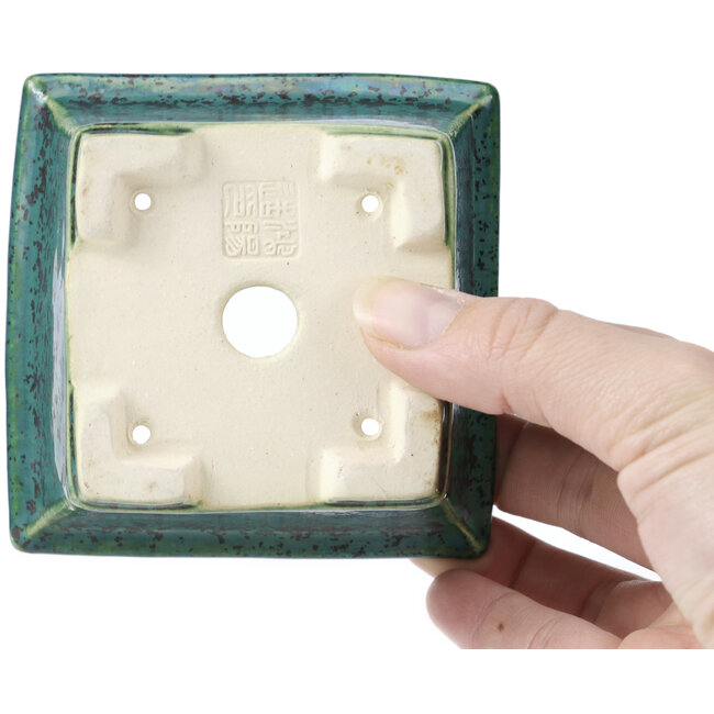 Vierkante groene bonsaipot van Koyou - 94 x 94 x 61 mm