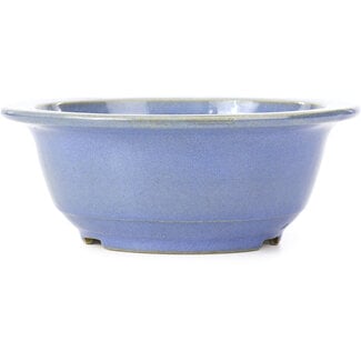 Koyo - Koichirou Aiba  204 mm round blue bonsai pot by Koyou, Tokoname, Japan