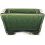 Rectangular green bonsai pot by Terahata Satomi Mazan - 145 x 122 x 58 mm