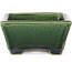 Rectangular green bonsai pot by Terahata Satomi Mazan - 145 x 122 x 58 mm