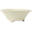 Ronde witte craquelé bonsai pot van Terahata Satomi Mazan - 287 x 287 x 105 mm