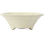 Ronde witte craquelé bonsai pot van Terahata Satomi Mazan - 287 x 287 x 105 mm