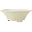 Ronde witte craquelé bonsai pot van Terahata Satomi Mazan - 287 x 287 x 105 mm