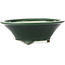 Round green bonsai pot by Terahata Satomi Mazan - 287 x 287 x 105 mm