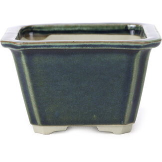  Tosui 110 mm square blue bonsai pot by Tosui, Japan