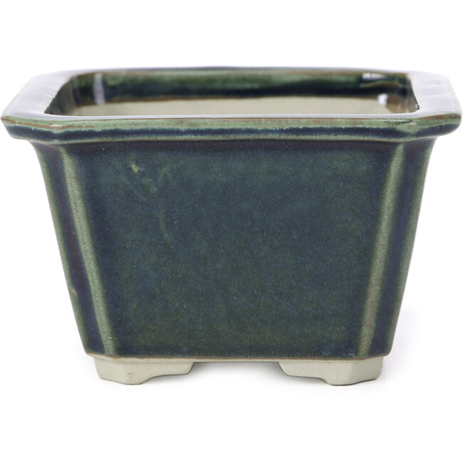 Square blue bonsai pot by Tosui - 110 x 110 x 70 mm