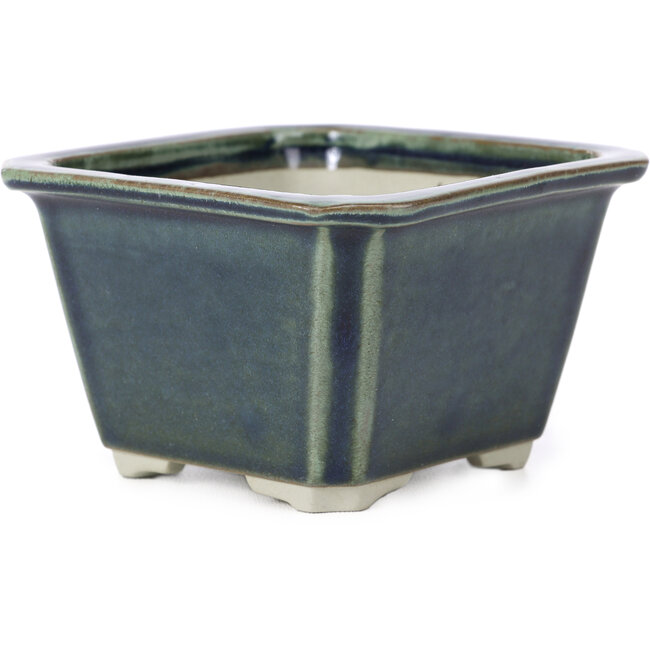 Square blue bonsai pot by Tosui - 110 x 110 x 70 mm