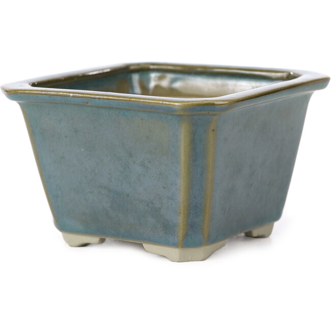 Vaso bonsai quadrato verde oceano di Tosui - 110 x 110 x 70 mm