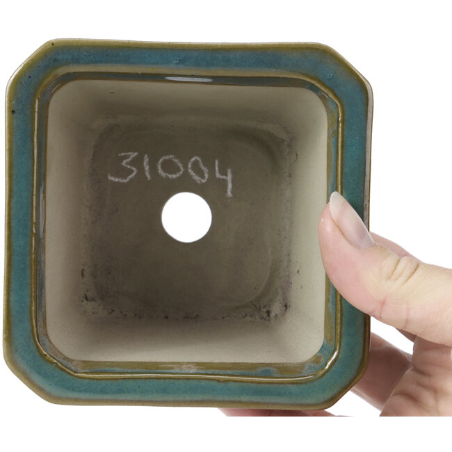 Vaso bonsai quadrato verde oceano di Tosui - 110 x 110 x 70 mm