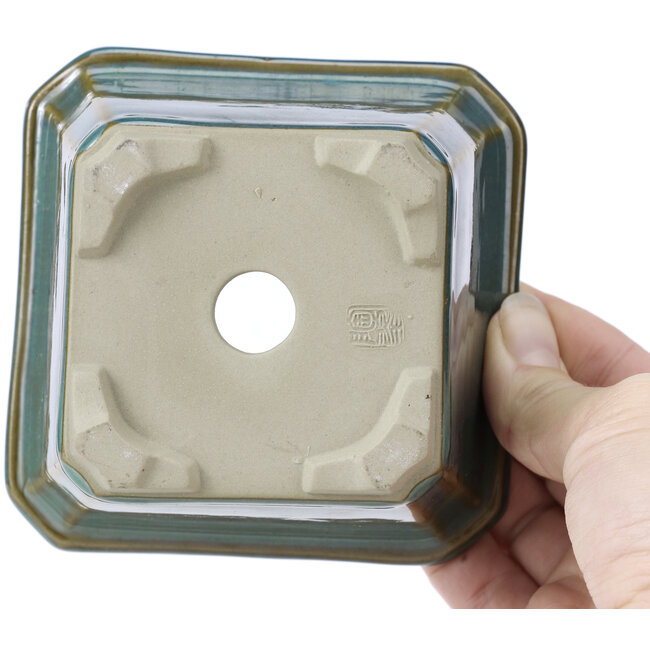 Maceta para bonsái cuadrada verde océano de Tosui - 110 x 110 x 70 mm