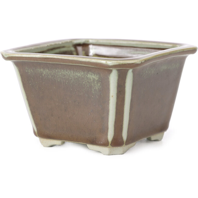 Square brown bonsai pot by Tosui - 110 x 110 x 70 mm