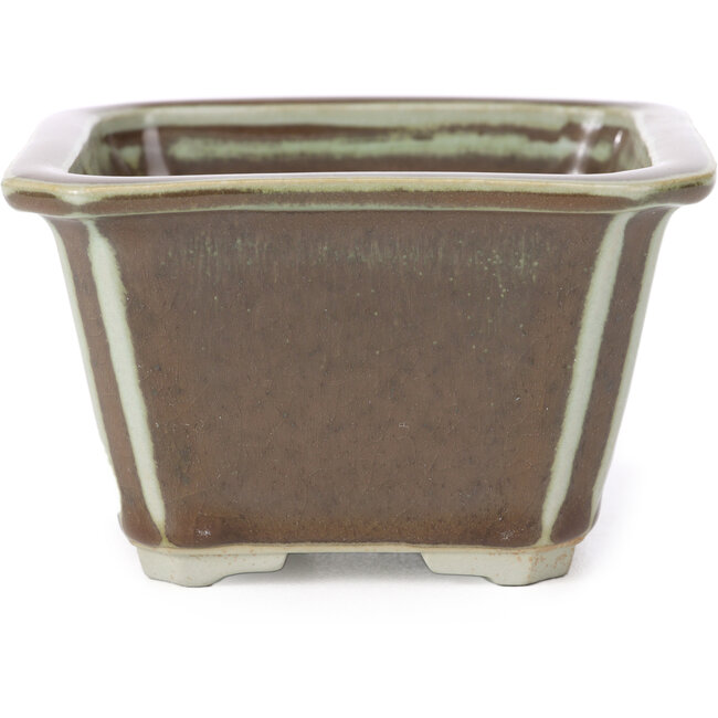 Square brown bonsai pot by Tosui - 110 x 110 x 70 mm