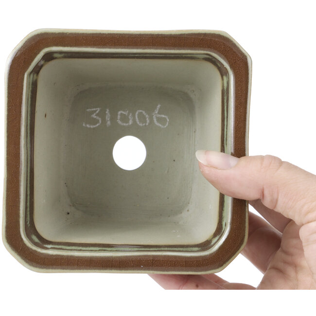 Pot à bonsaï carré marron par Tosui - 110 x 110 x 70 mm