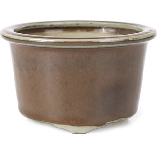  Tosui 113 mm round brown bonsai pot by Tosui, Japan