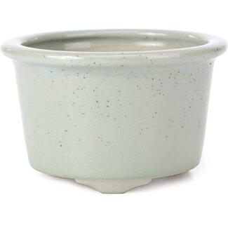  Tosui Pot à bonsaï rond 113 mm bleu pâle avec taches noires et craquelé par Tosui, Japon