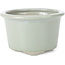 Pot à bonsaï rond bleu pâle à pois noirs et craquelé par Tosui - 113 x 113 x 72 mm