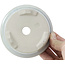 Pot à bonsaï rond bleu pâle à pois noirs et craquelé par Tosui - 113 x 113 x 72 mm