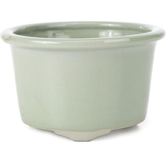  Tosui 113 mm ronde bleke celadon craquelé bonsaipot van Tosui, Japan
