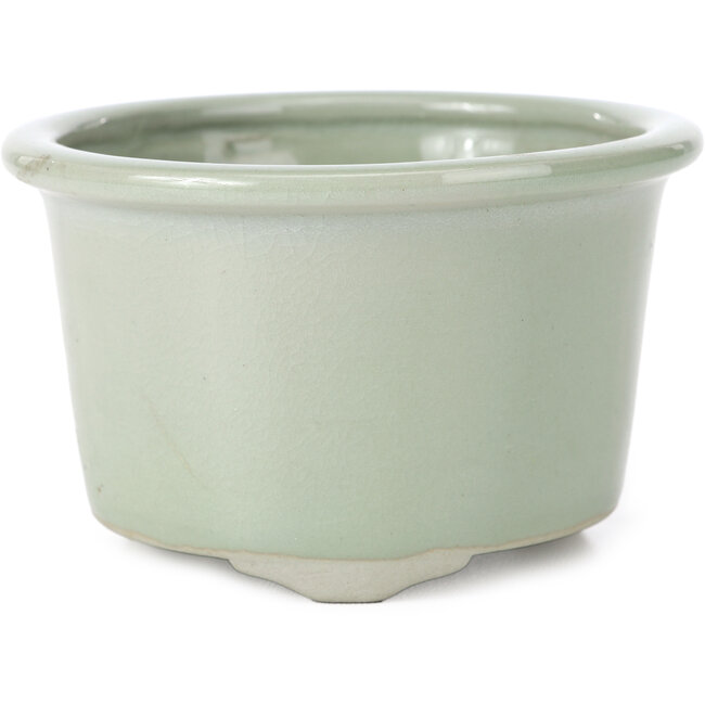 Ronde bleke celadon craquelé bonsai pot van Tosui - 113 x 113 x 72 mm