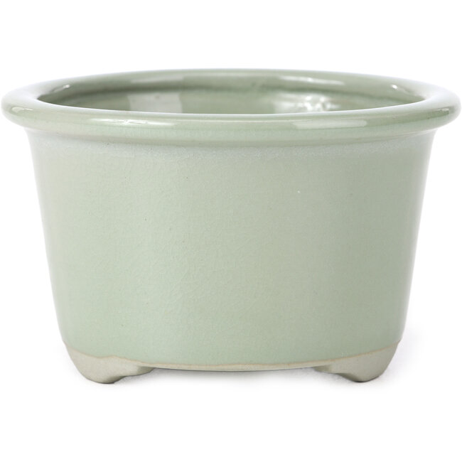 Pot à bonsaï rond craquelé céladon pâle par Tosui - 113 x 113 x 72 mm