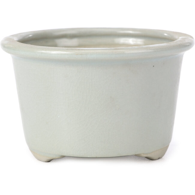 Pot à bonsaï rond craquelé gris pâle par Tosui - 113 x 113 x 72 mm