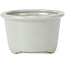 Round pale grey craquelé bonsai pot by Tosui - 113 x 113 x 72 mm