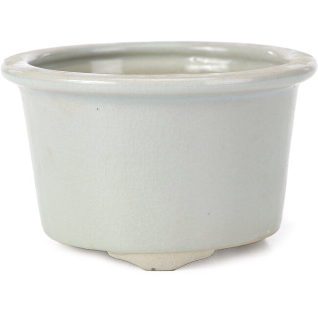 Pot à bonsaï rond craquelé gris pâle par Tosui - 113 x 113 x 72 mm