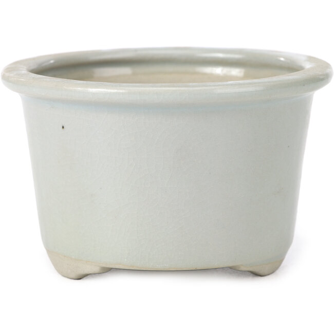 Pot à bonsaï rond craquelé gris pâle par Tosui - 113 x 113 x 72 mm