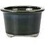 Round dark green to blue bonsai pot by Tosui - 113 x 113 x 72 mm