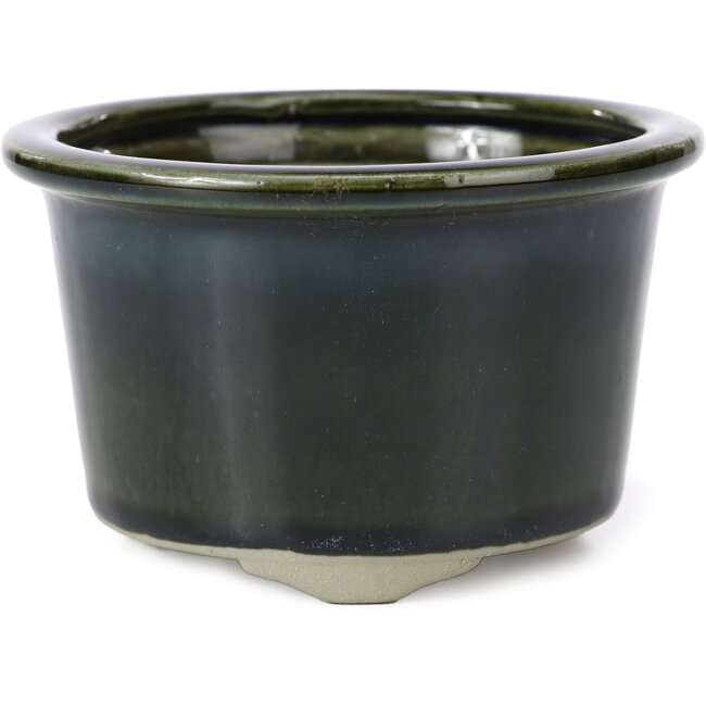 Pot à bonsaï rond vert foncé à bleu par Tosui - 113 x 113 x 72 mm