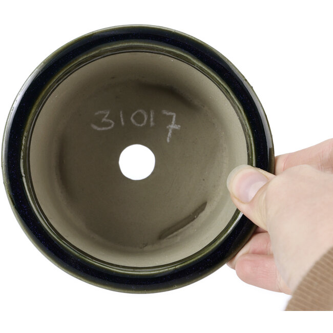 Vaso bonsai rotondo da verde scuro a blu di Tosui - 113 x 113 x 72 mm