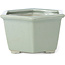 Hexagonal pale blue with craquelé bonsai pot by Tosui - 125 x 106 x 68 mm