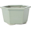 Pot à bonsaï hexagonal bleu pâle craquelé par Tosui - 125 x 106 x 68 mm