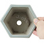 Hexagonal pale blue with craquelé bonsai pot by Tosui - 125 x 106 x 68 mm