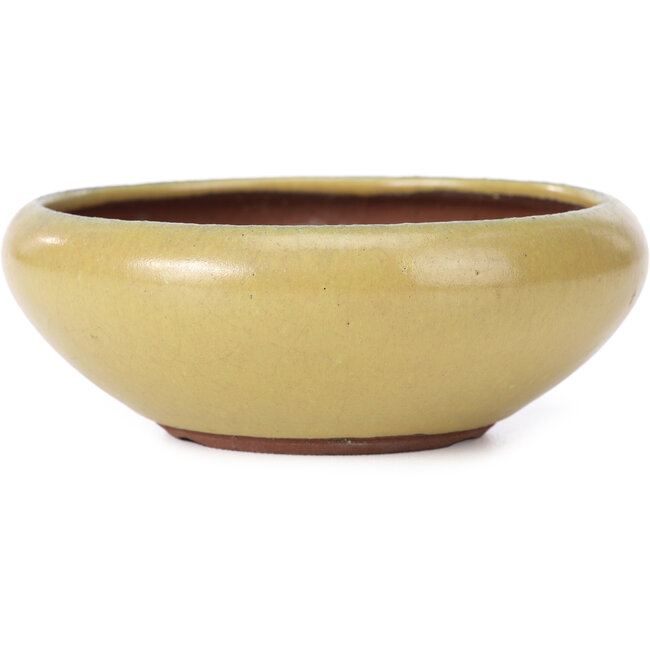 Pot à bonsaï rond jaune par Yozan - 128 x 128 x 47 mm