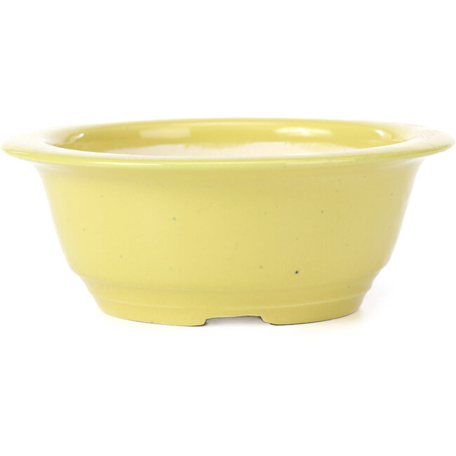 Pot à bonsaï rond jaune par Koyou - 137 x 137 x 53 mm