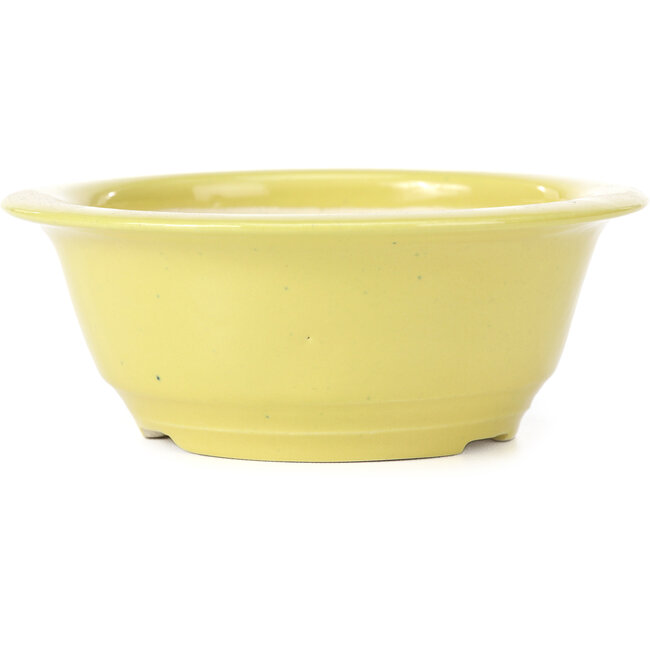 Maceta de bonsái redonda amarilla de Koyou - 137 x 137 x 53 mm