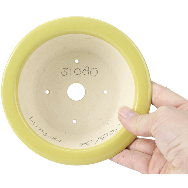 Round yellow bonsai pot by Koyou - 137 x 137 x 53 mm
