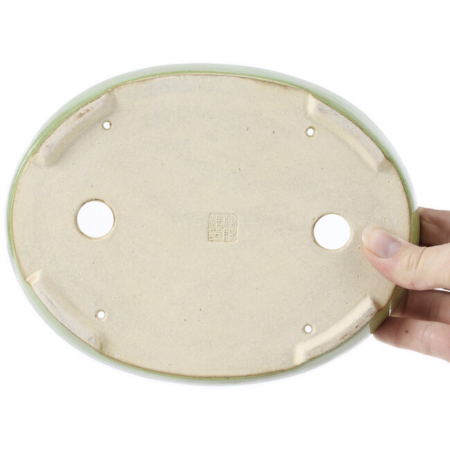 Ovale groene bonsai pot van Koyou - 204 x 160 x 37 mm