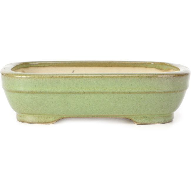 Rectangular green bonsai pot by Koyou - 178 x 135 x 47 mm